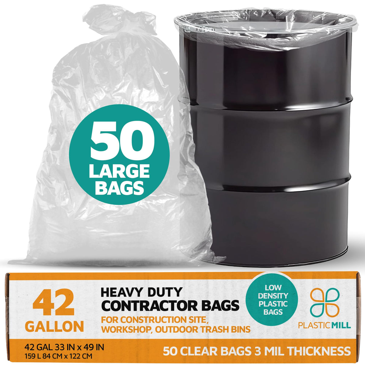 42-Gallon 3 Mil Clear Contractor Bags 50-Count T170843