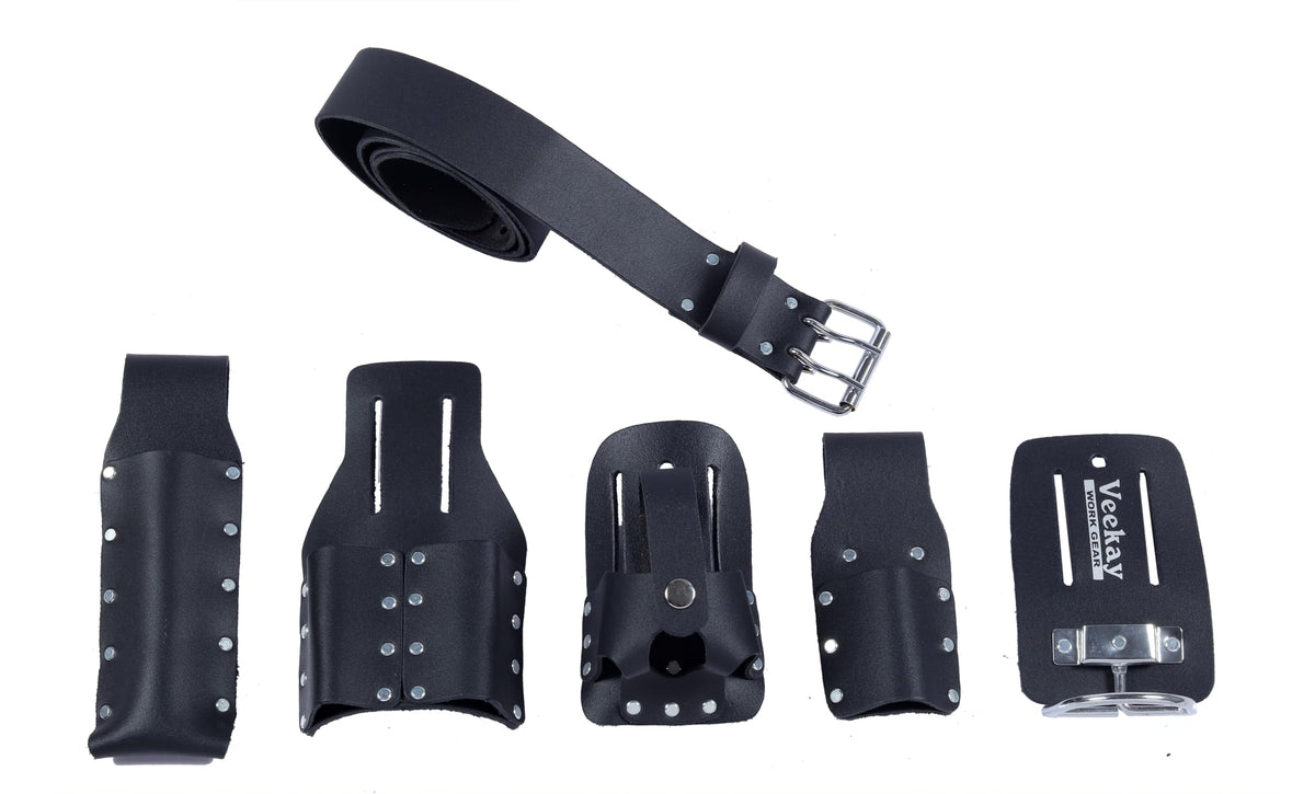 Black Leather 5-Piece Tool Belt Set I613759