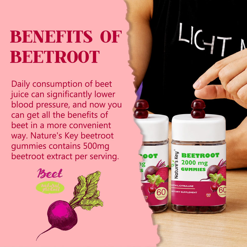Beet Root Gummies 60 Count Vegan Non-GMO Gluten Free J7983