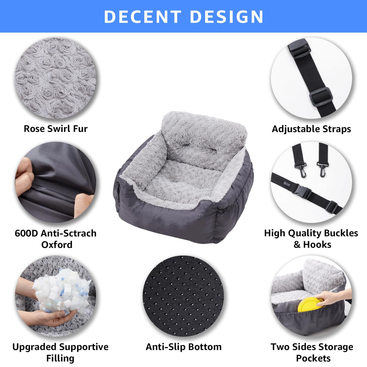 Washable Dog Car Seat with Storage Pockets Q88584