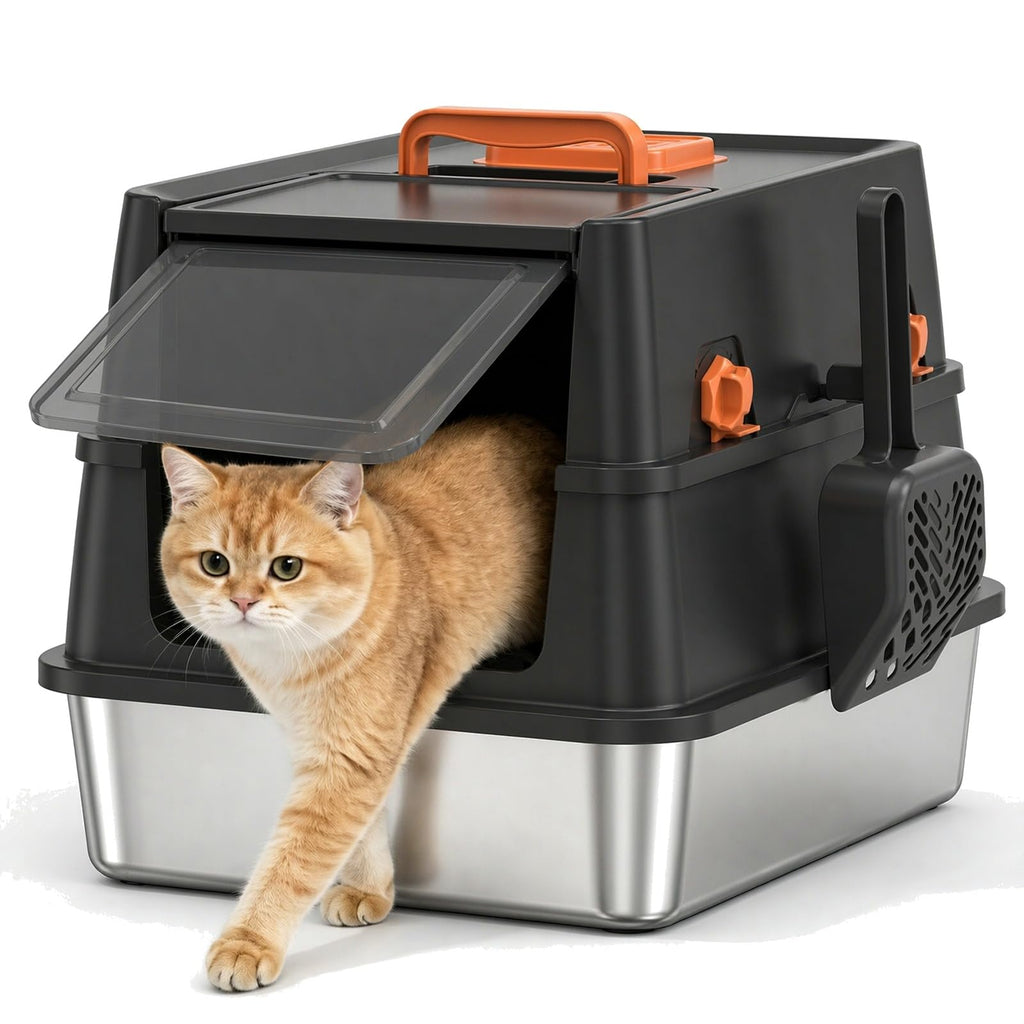 XL Enclosed Stainless Steel Cat Litter Box with Lid I759662