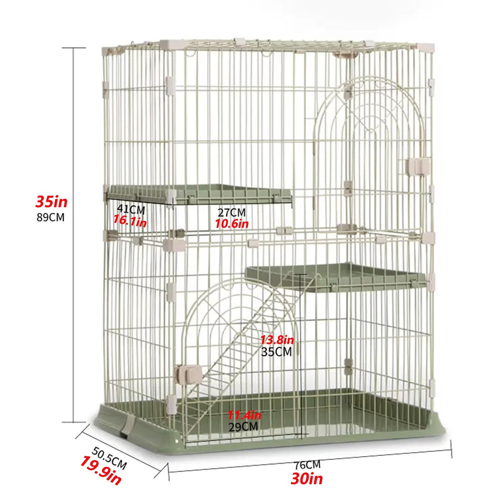 3/4-Tier Wire Cat Cage Playpen with Hammock and Platforms W9255