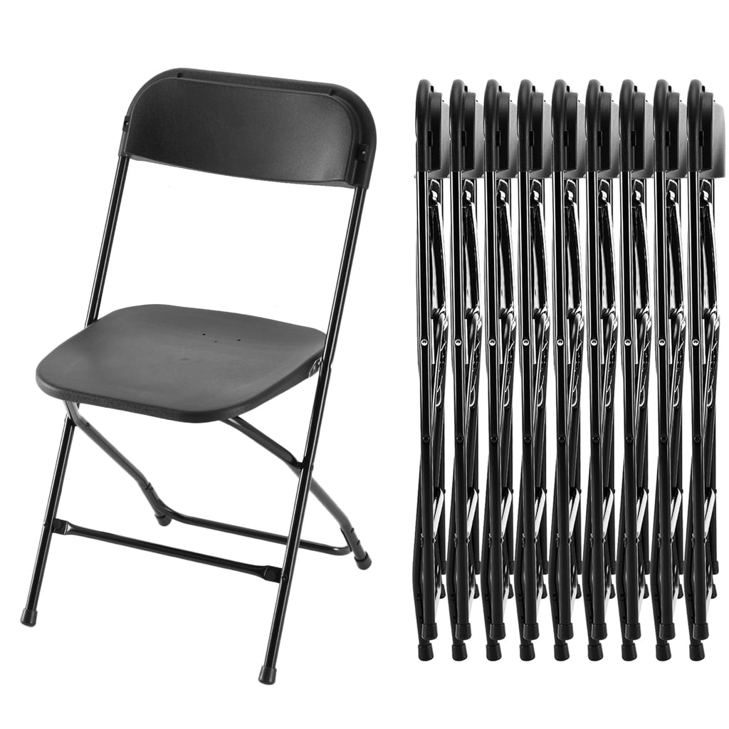 Black 10-Pack Plastic Folding Chair with Metal Frame J811910