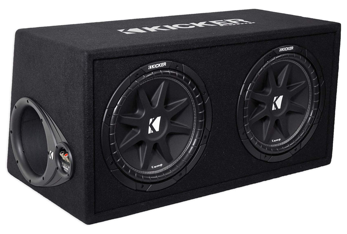 Dual 12" Subwoofers in Vented Sub Box Enclosure with Mono Car Amp and Amp Installation Kit B1526