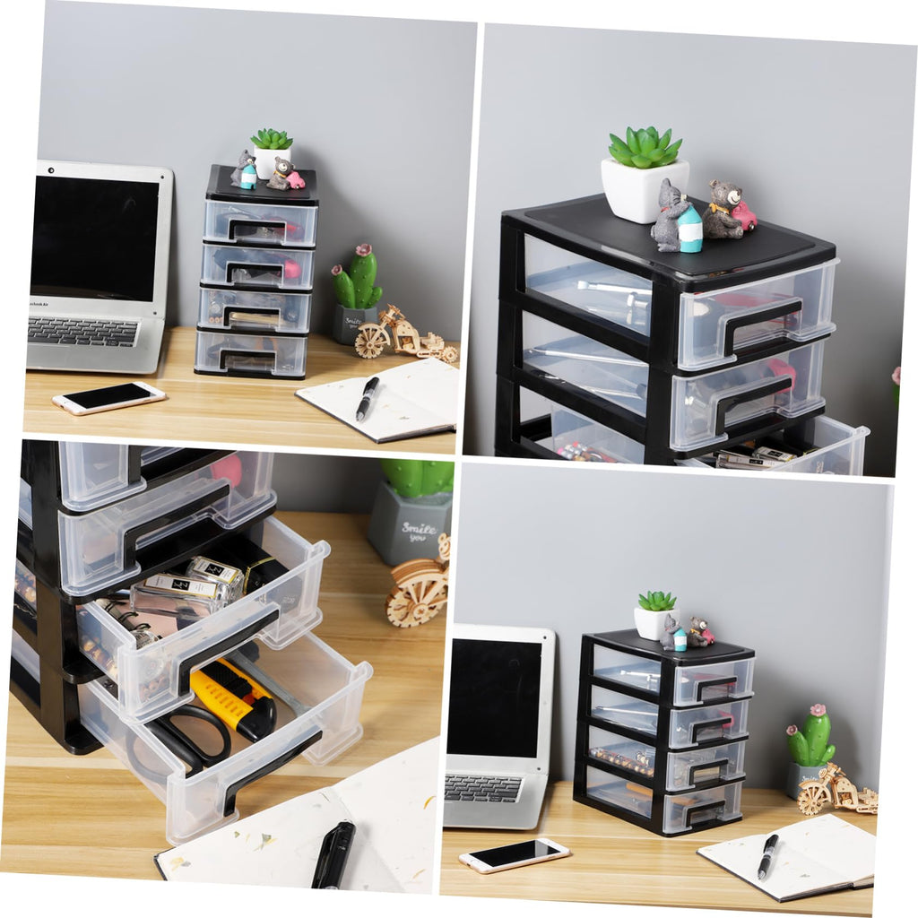 Black Transparent 4-Layer Plastic Drawer Storage Cabinet V61604
