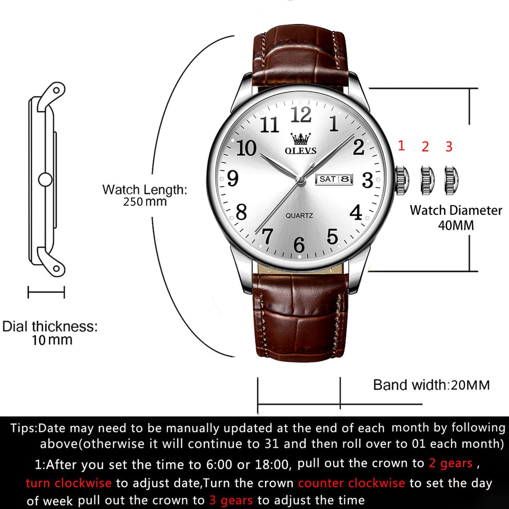 Men Waterproof Leather Band Analog Quartz Watch M7274