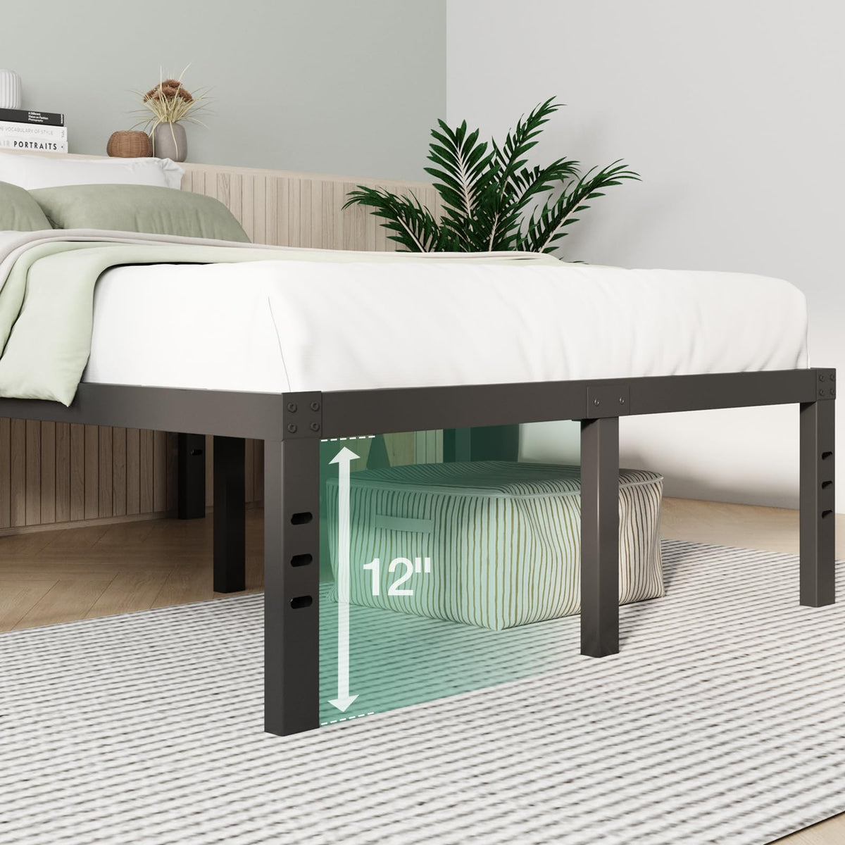 Queen Size 14 Inch Metal Platform Bed Frame D5187