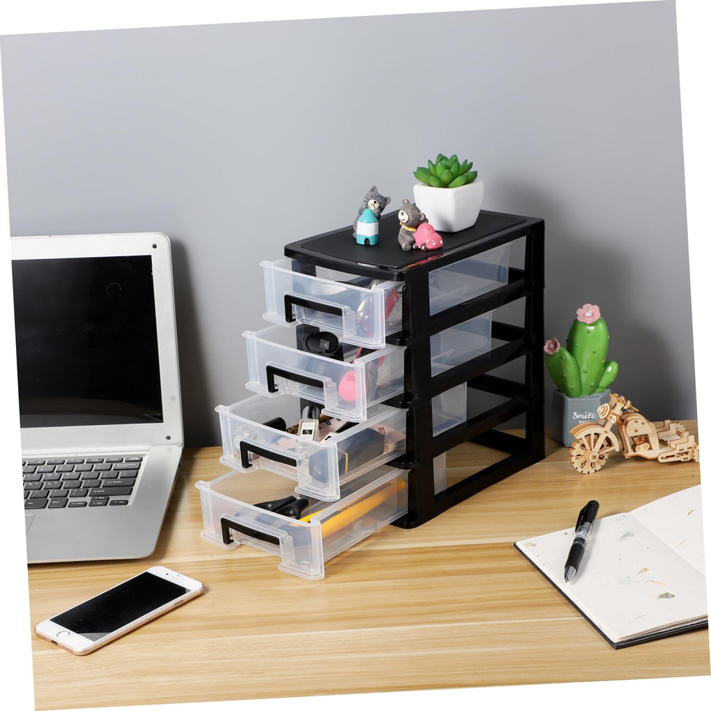 Black Transparent 4-Layer Plastic Drawer Storage Cabinet V61604