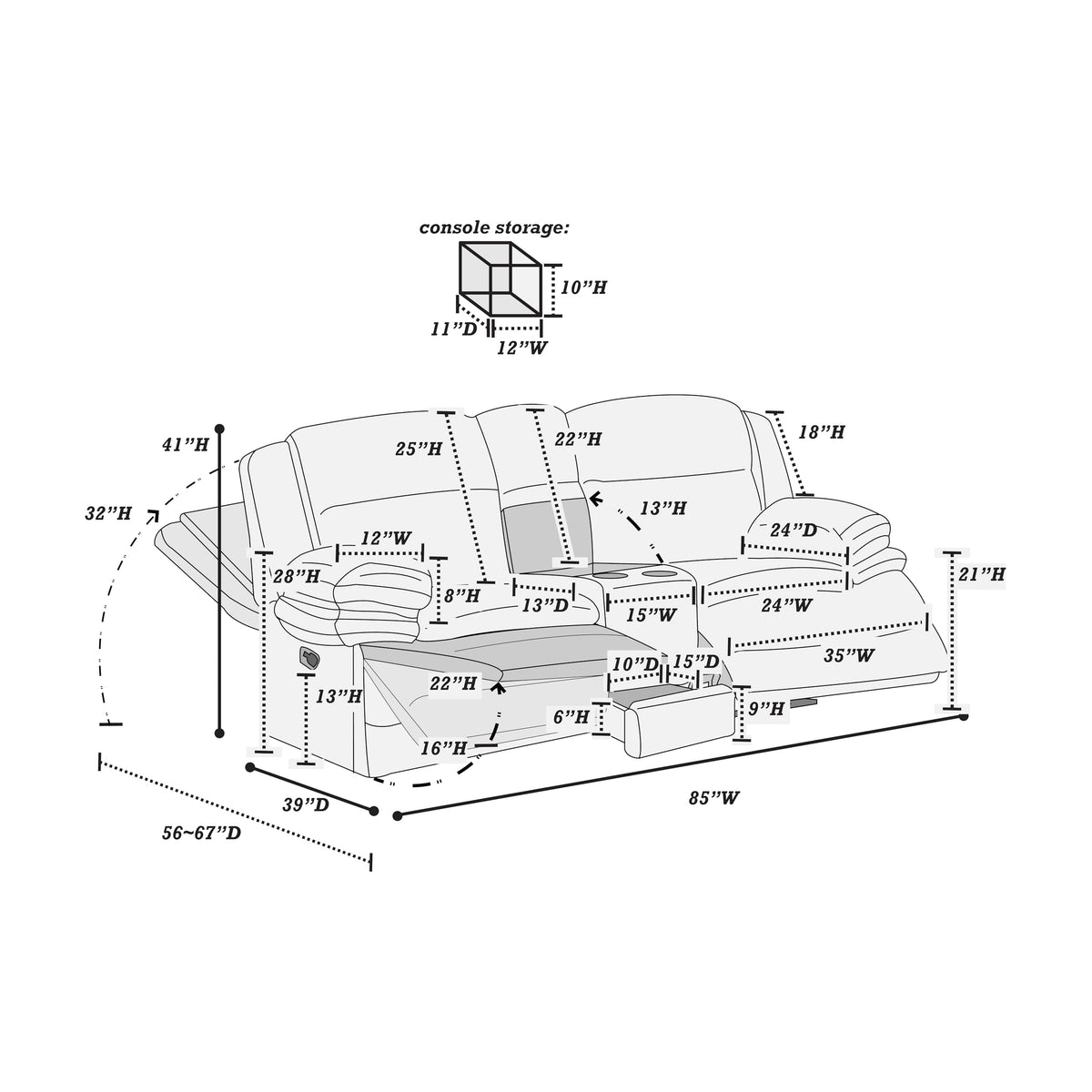 Light Gray Corduroy Manual Motion Loveseat O104883