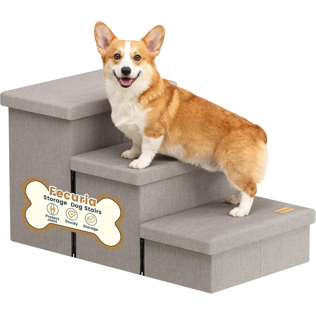 Light Grey Dog Stairs with Storage M842