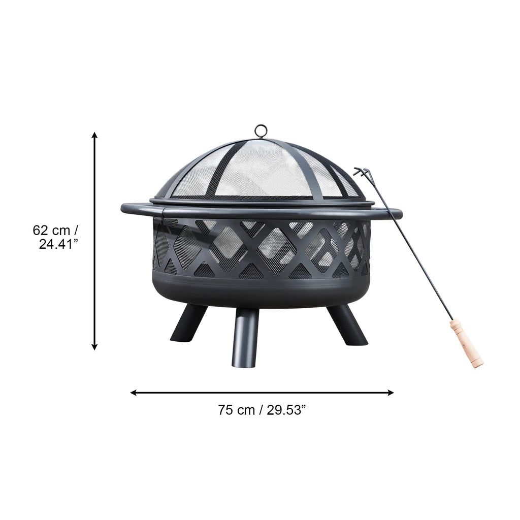 Round Steel 30 Inch Black Wood Burning Fire Pit K98120