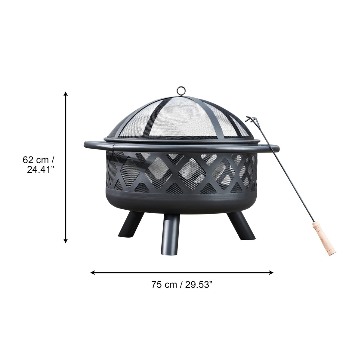 Round Steel 30 Inch Black Wood Burning Fire Pit K98120