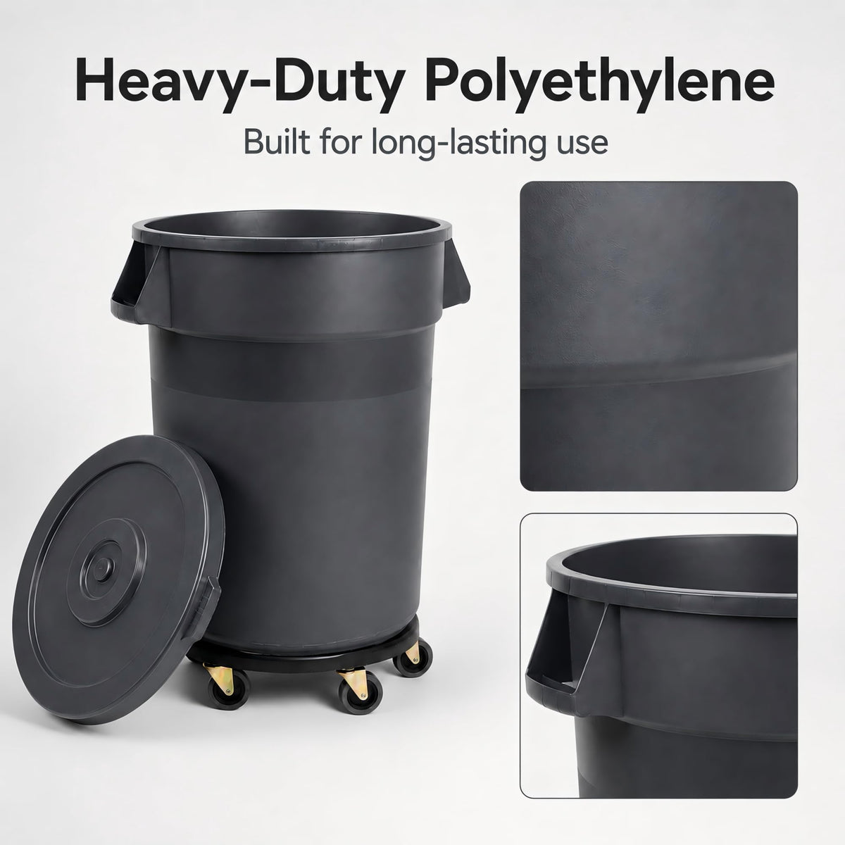 32 Gallon Trash Can with Wheels and Lid, 2 Pack B6665