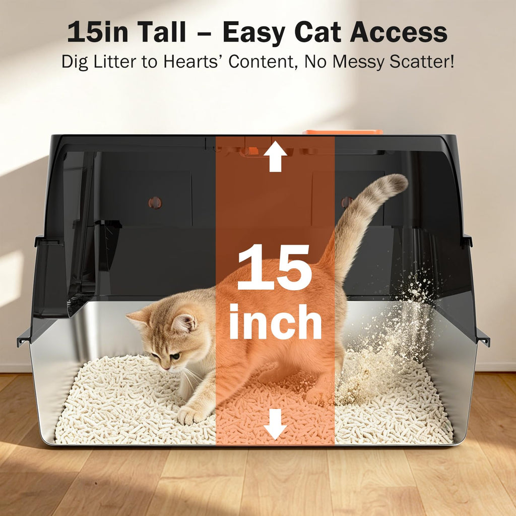 XL Enclosed Stainless Steel Cat Litter Box with Lid I759662