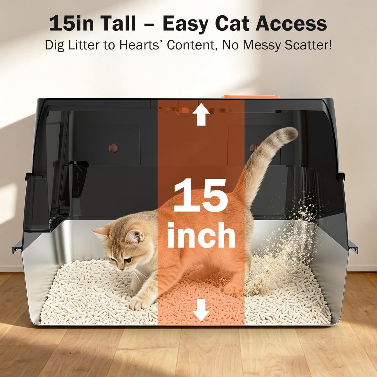 XL Enclosed Stainless Steel Cat Litter Box with Lid I759662