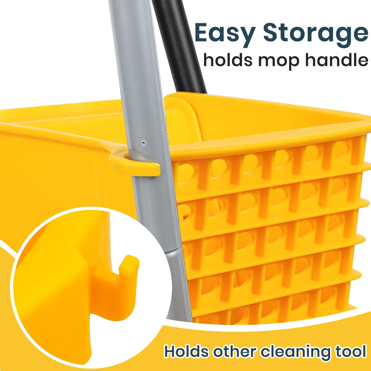 35 Qt Commercial Mop Bucket with Side Press Wringer on Wheels D692994