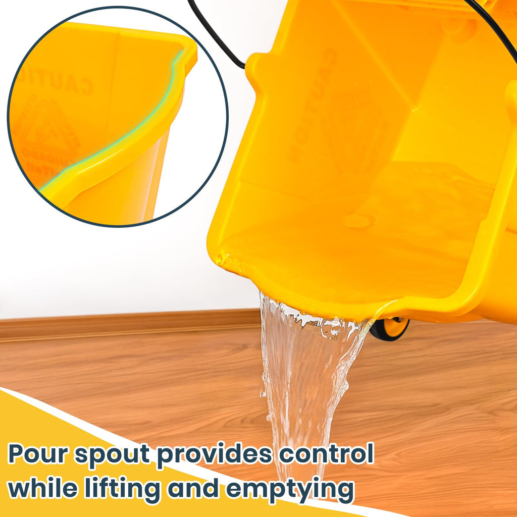 35 Qt Commercial Mop Bucket with Side Press Wringer on Wheels D692994