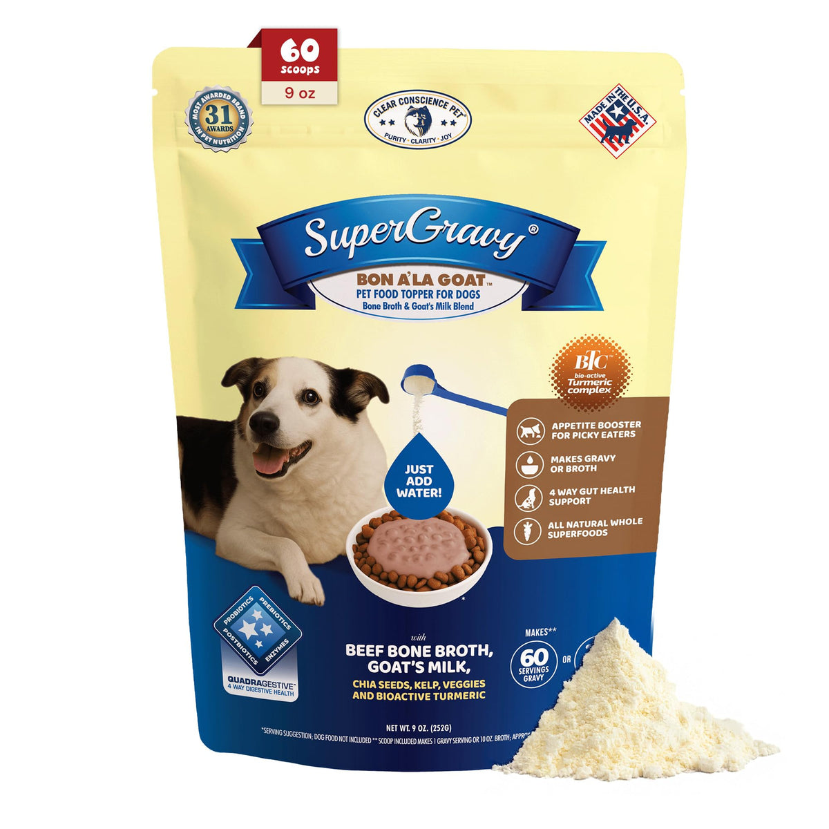 Goat Yogurt Cheese Blend Dog Food Topper 9 oz 60 Scoop T2015