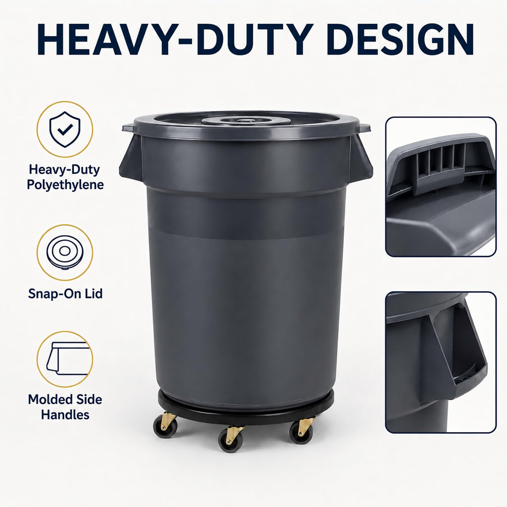 32 Gallon Trash Can with Wheels and Lid, 2 Pack B6665