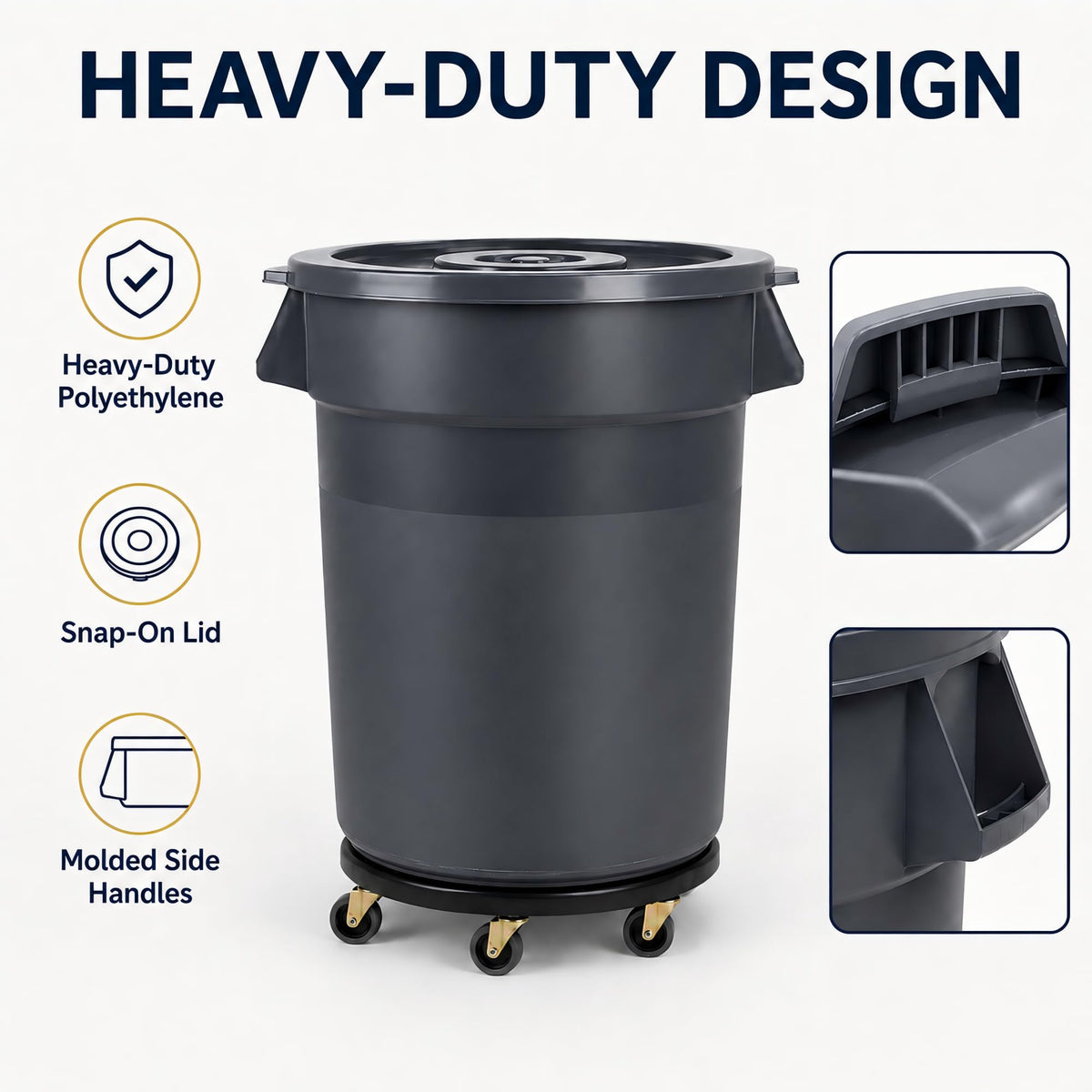 32 Gallon Trash Can with Wheels and Lid, 2 Pack B6665