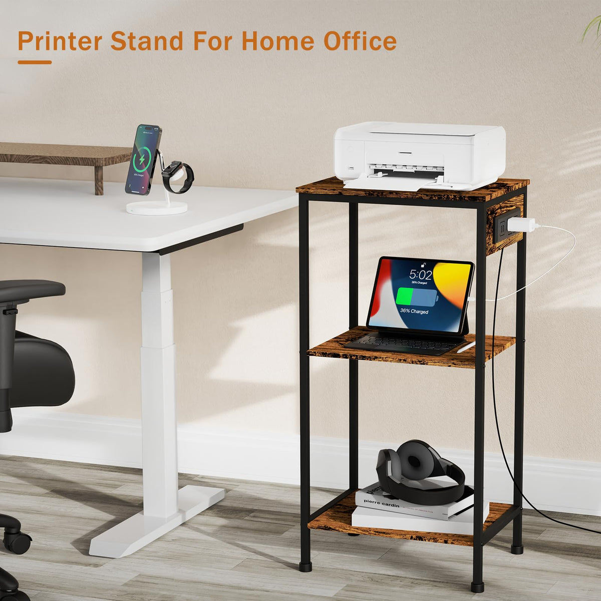 Tall End Table with Charging Station Y5598