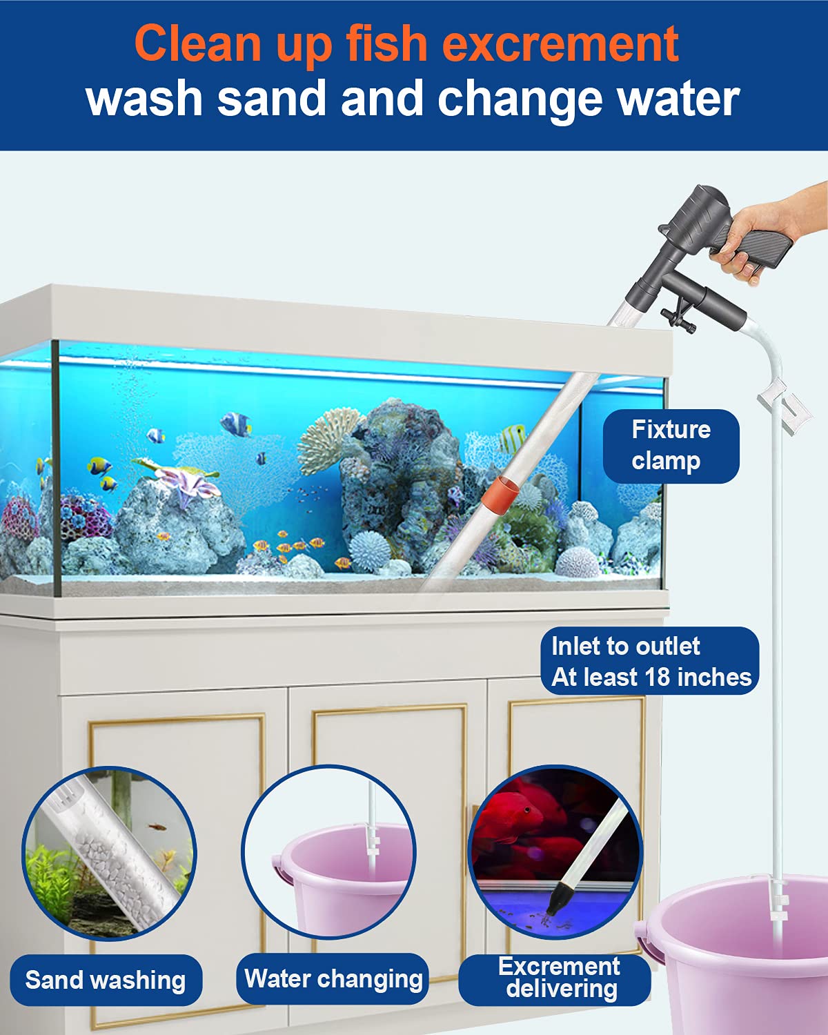 Aquarium Gravel Cleaner Vacuum Fish Tank Cleaner Kit N35322