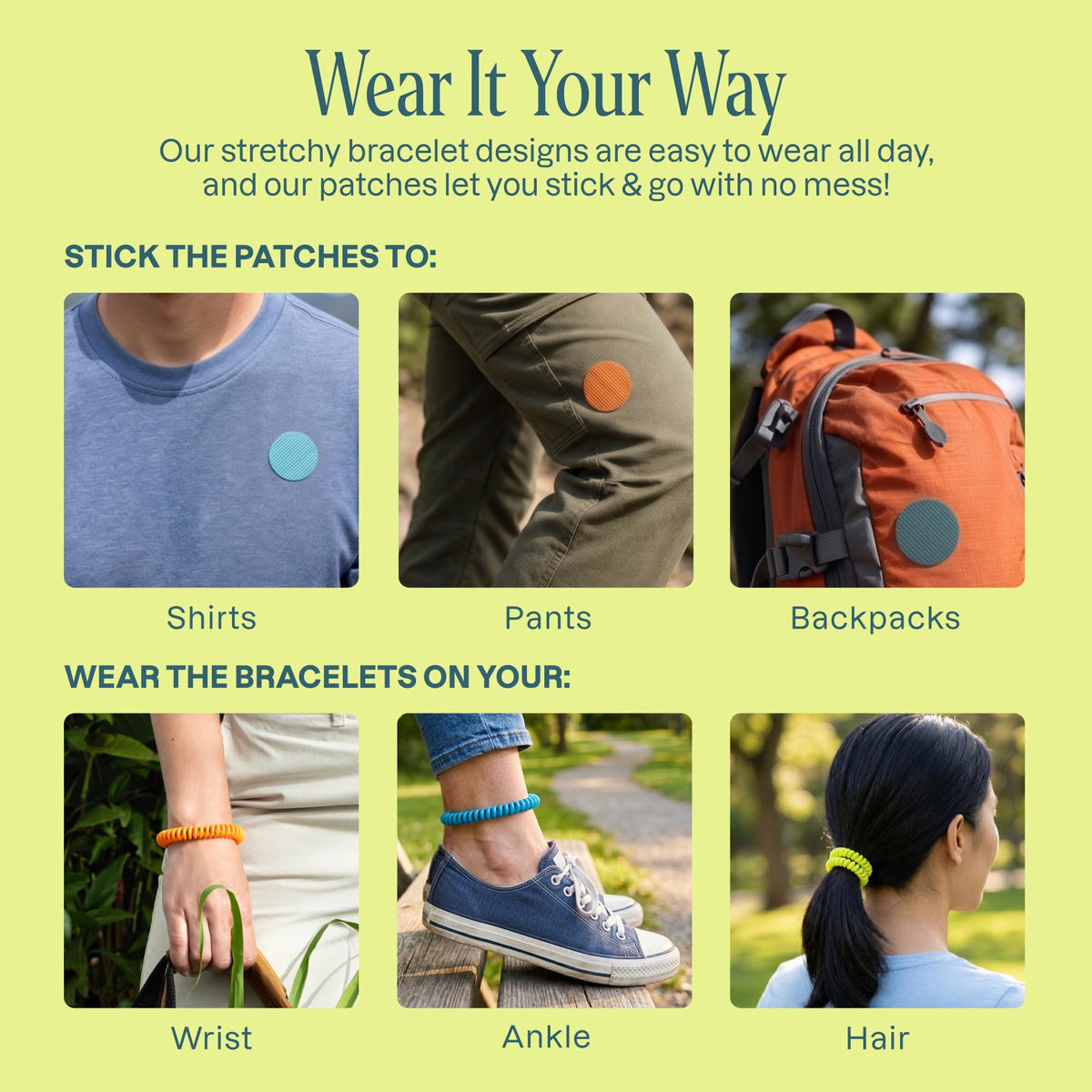 Mosquito Repellent Bracelets & Stickers, 40 Bands & 60 Patches U1941