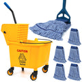 35 Qt Commercial Mop Bucket with Side Press Wringer on Wheels D692994
