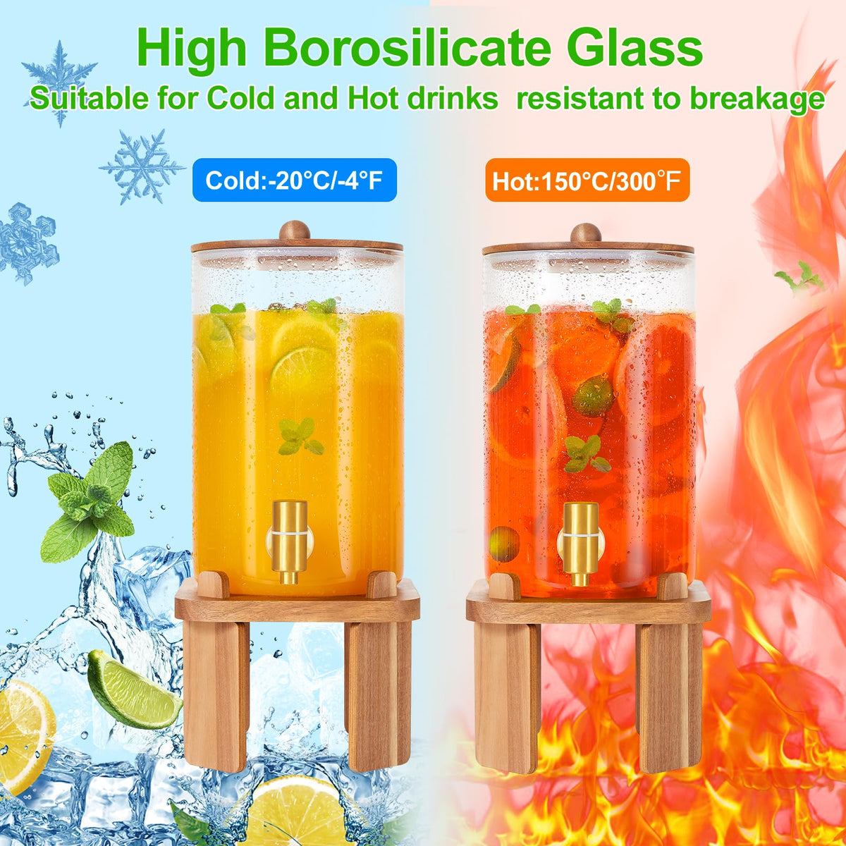 Glass Drink Dispenser with Stand F4042