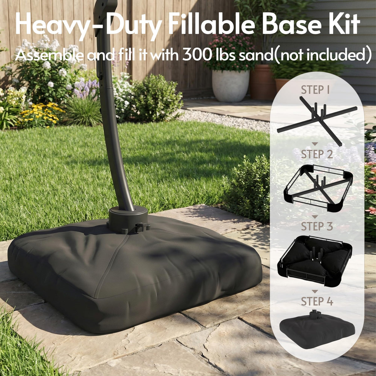 11x11ft Solar Powered Led Cantilever Umbrella with Base A82129