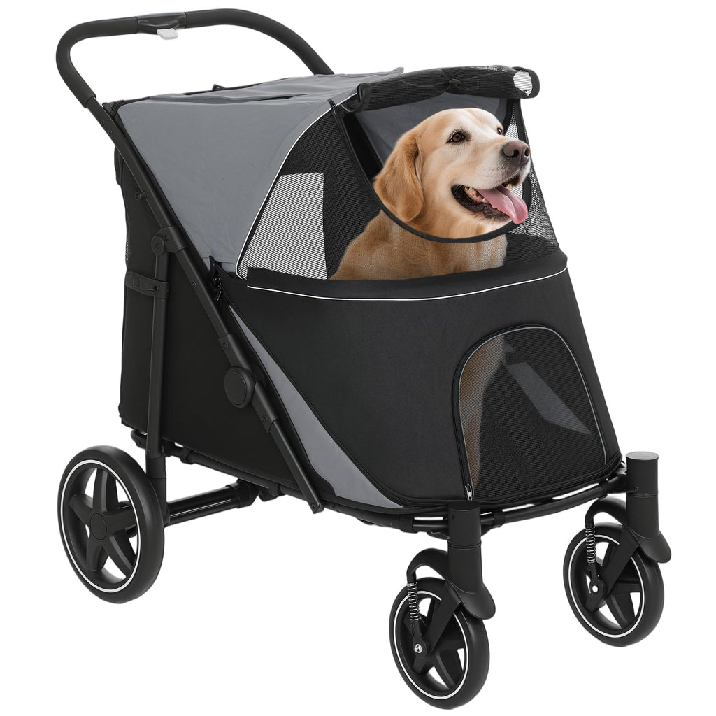 Foldable Dog Stroller with Storage Gray B885
