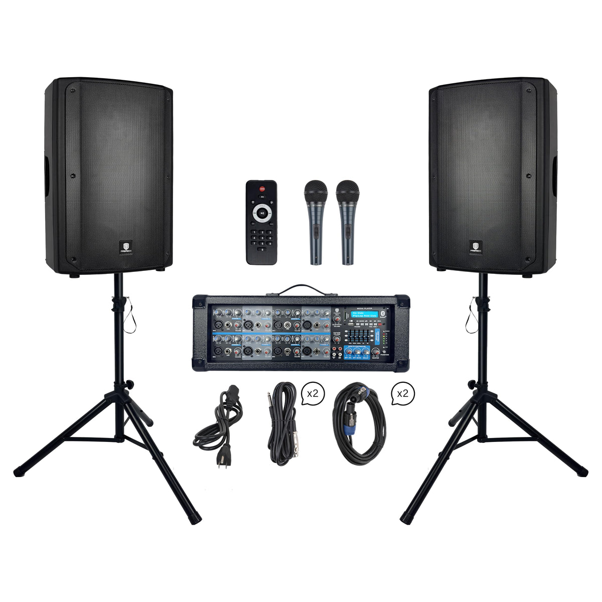3000W Bluetooth PA Speaker System with 8-Channel Powered Mixer P8435