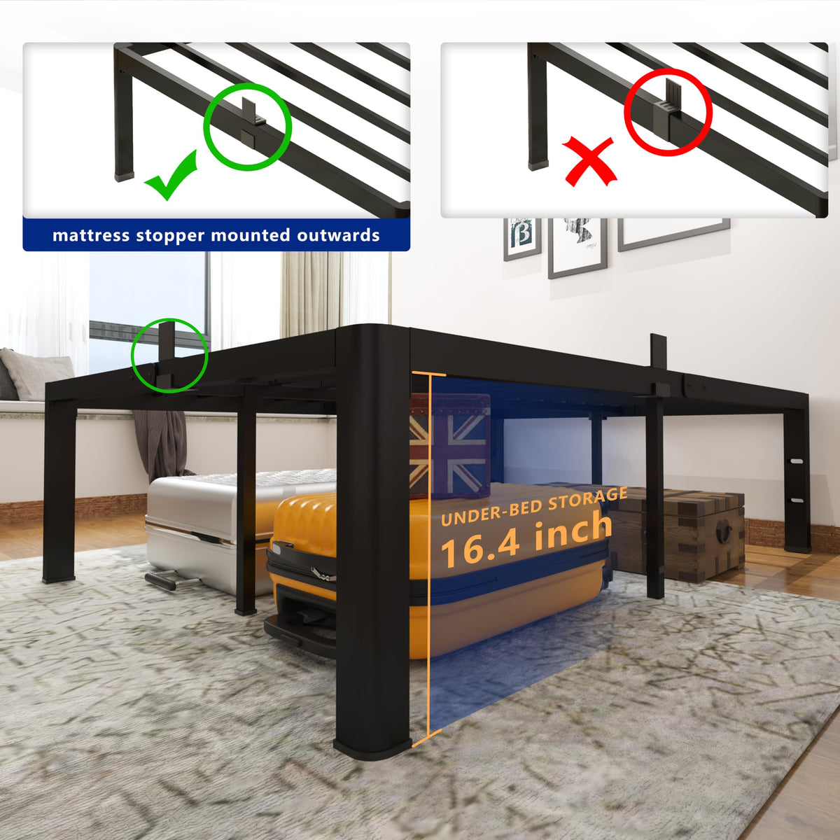 18 Inch Queen Heavy Duty Metal Platform Bed Frame F5137