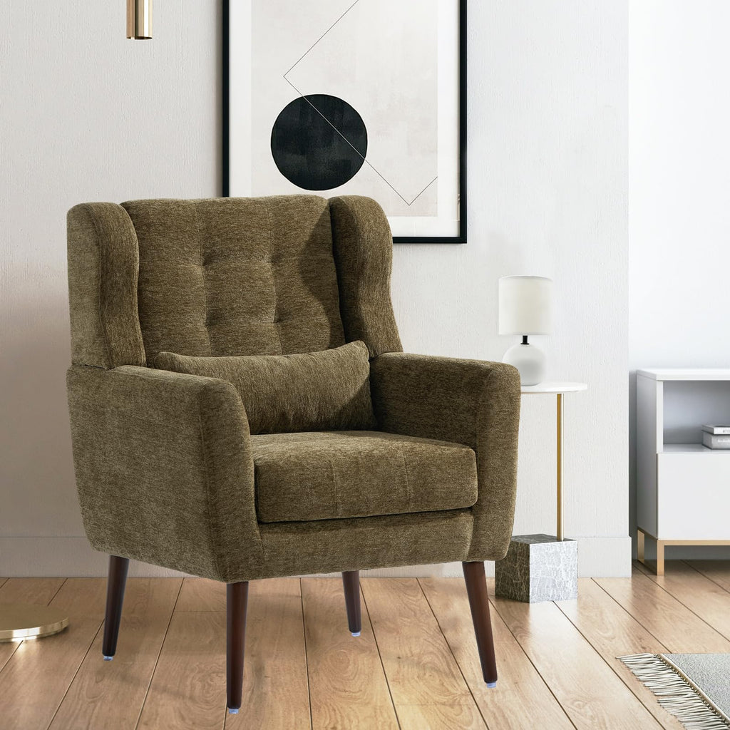 Olive Green Chenille Upholstered Accent Chairs Set of 2 U646944