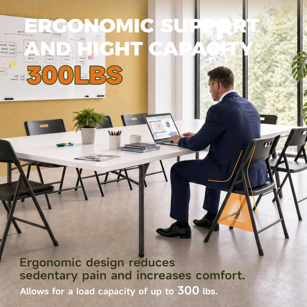 Black 10 Pack Steel Folding Chairs X2720
