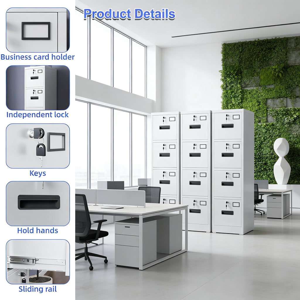 4 Drawer White Metal File Cabinet C496967