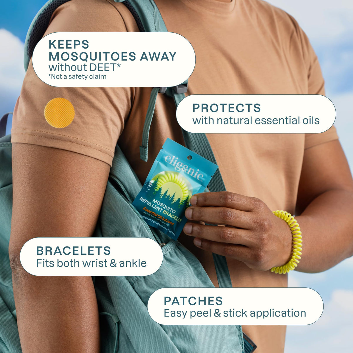 Mosquito Repellent Bracelets & Stickers, 40 Bands & 60 Patches U1941
