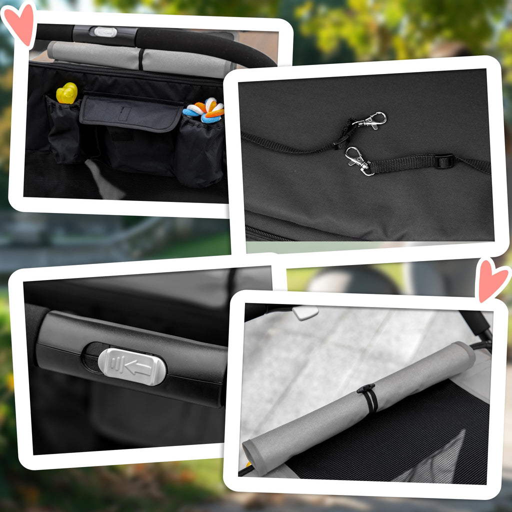 Foldable Dog Stroller with Storage Gray B885