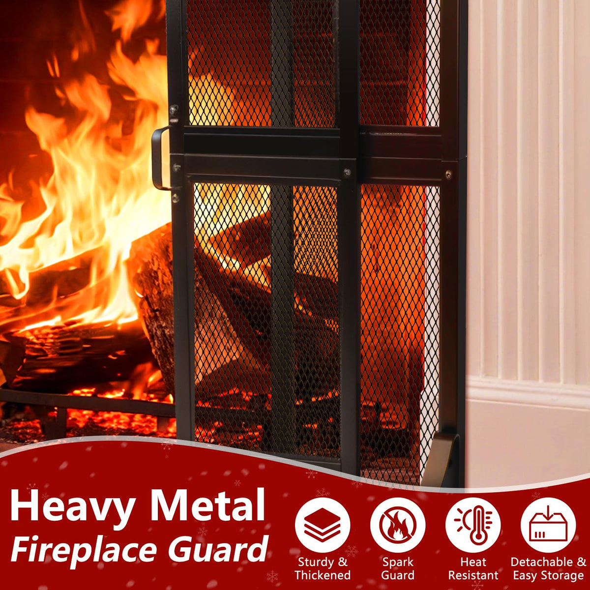 Hand-Forged Iron Fireplace Screen with Sliding Doors W2711