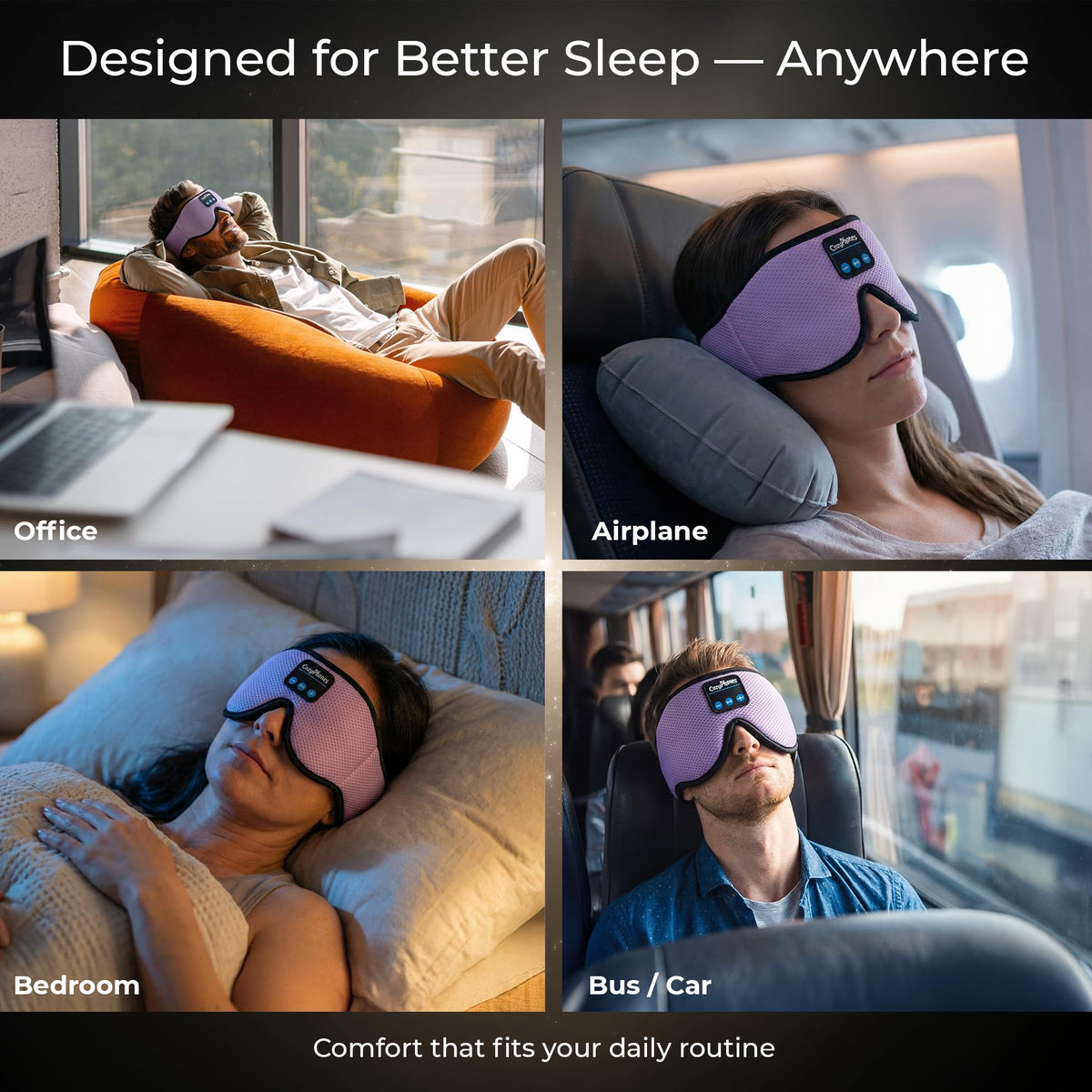 Bluetooth Sleep Mask Headphones Grey O83646