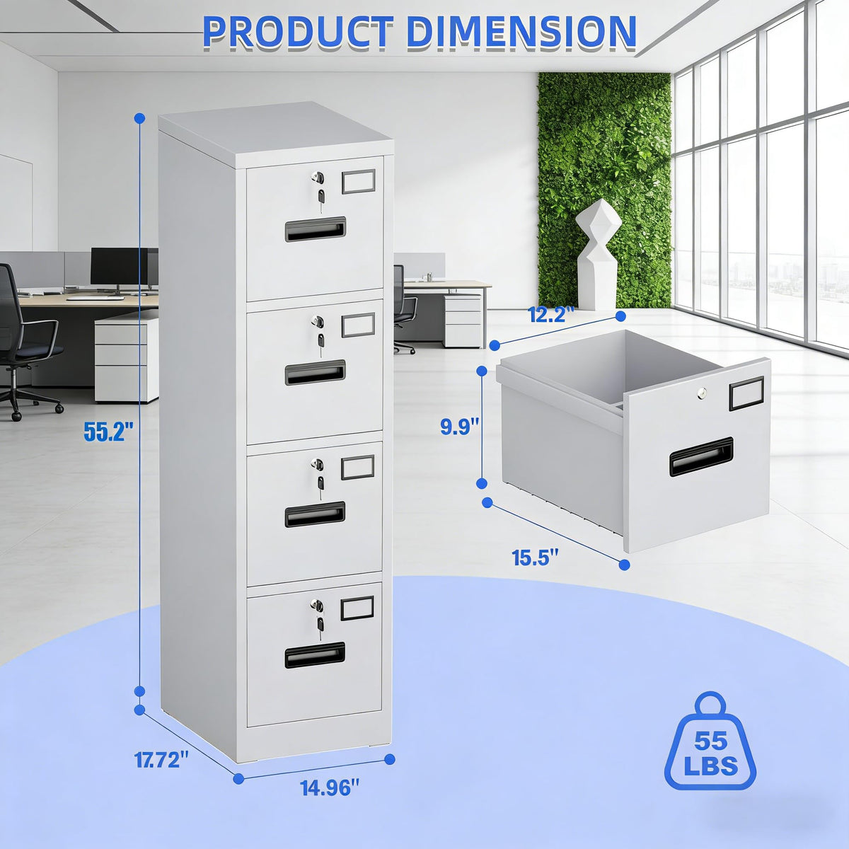 4 Drawer White Metal File Cabinet C496967