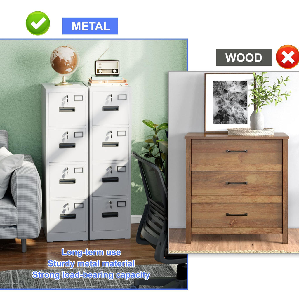 4 Drawer White Metal File Cabinet C496967