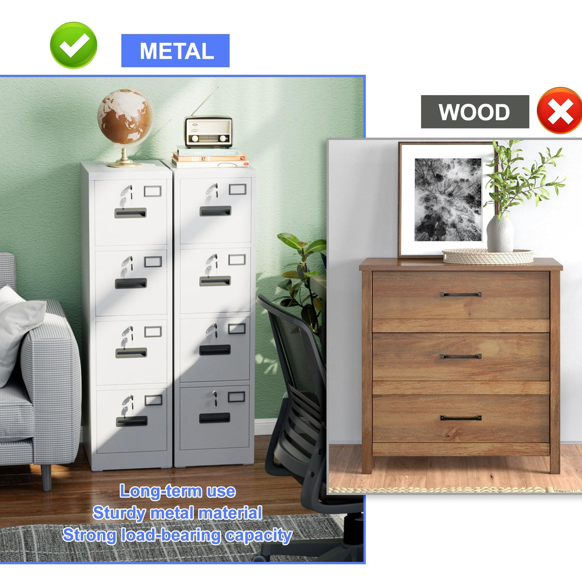 4 Drawer White Metal File Cabinet C496967