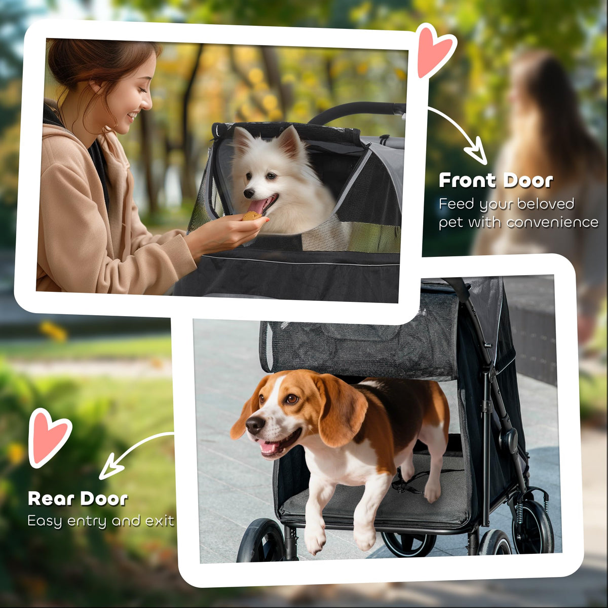 Foldable Dog Stroller with Storage Gray B885