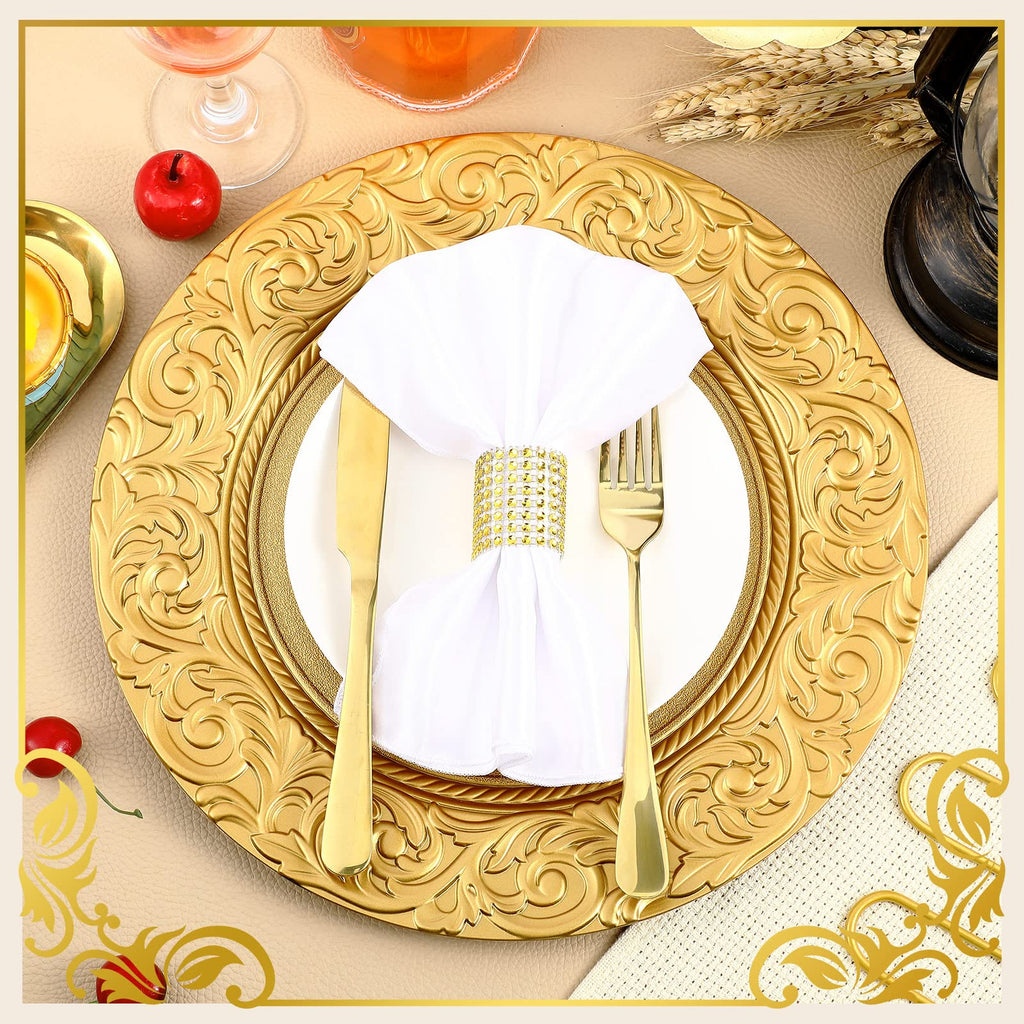 Gold 12 Pcs 13'' Antique Plastic Charger Plates O5690