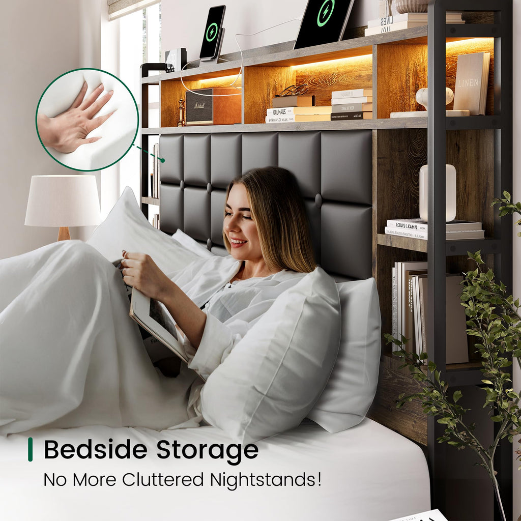 Queen Size Wooden Bed Frame with Storage Drawers K974701