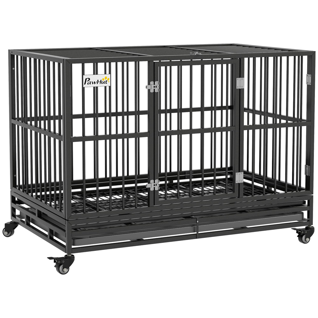 48" Heavy Duty Metal Dog Crate with Lockable Wheels H1788