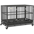 48" Heavy Duty Metal Dog Crate with Lockable Wheels H1788