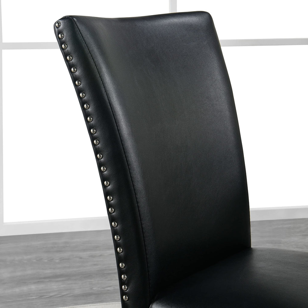 Black Leather Dining Chairs Set of 2 I1451