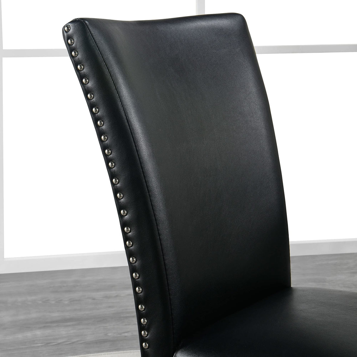 Black Leather Dining Chairs Set of 2 I1451